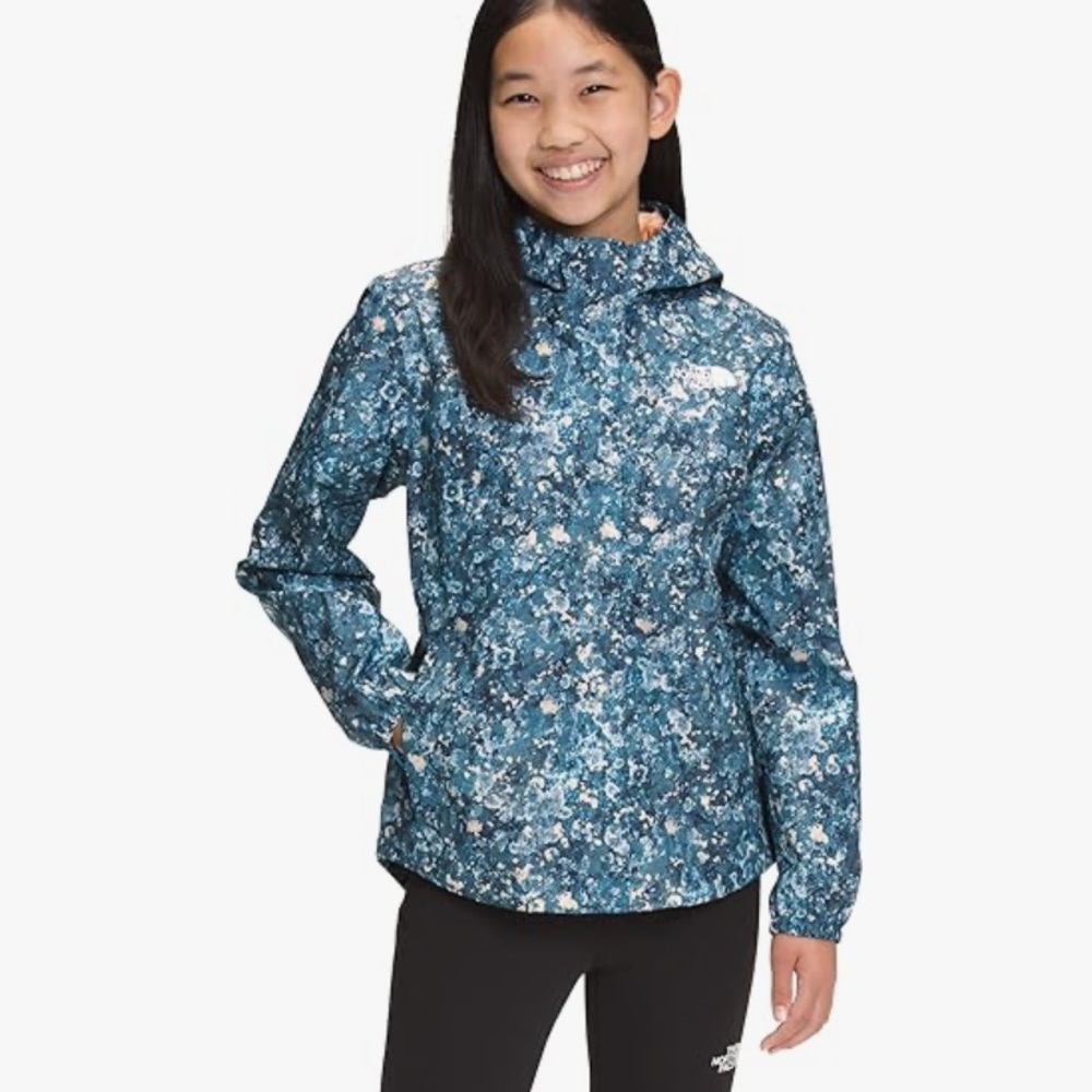 North Face Girls Antora Printed Rain Jacket M 10/12